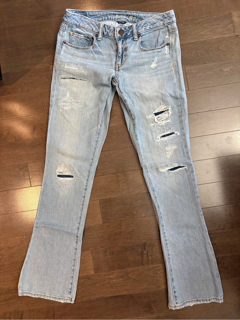 2012 American Eagle Outfitters Light Blue Distressed “Skinny Kick” Bootcut